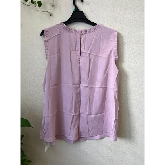 Bloomchic Womens Plus Sz 22-24 / 3X Top Pink Ruffle Sleeveless Lace Front Blouse - Picture 6 of 9